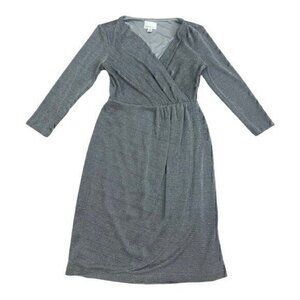 Donna Morgan silver faux wrap dress size 2